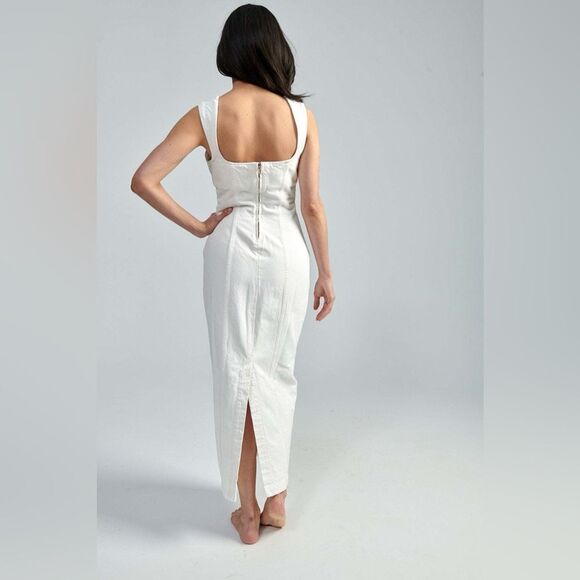 Mara Hoffman Indya Denim Midi Denim Dress White Size 6 MSRP $525 - Picture 3 of 9
